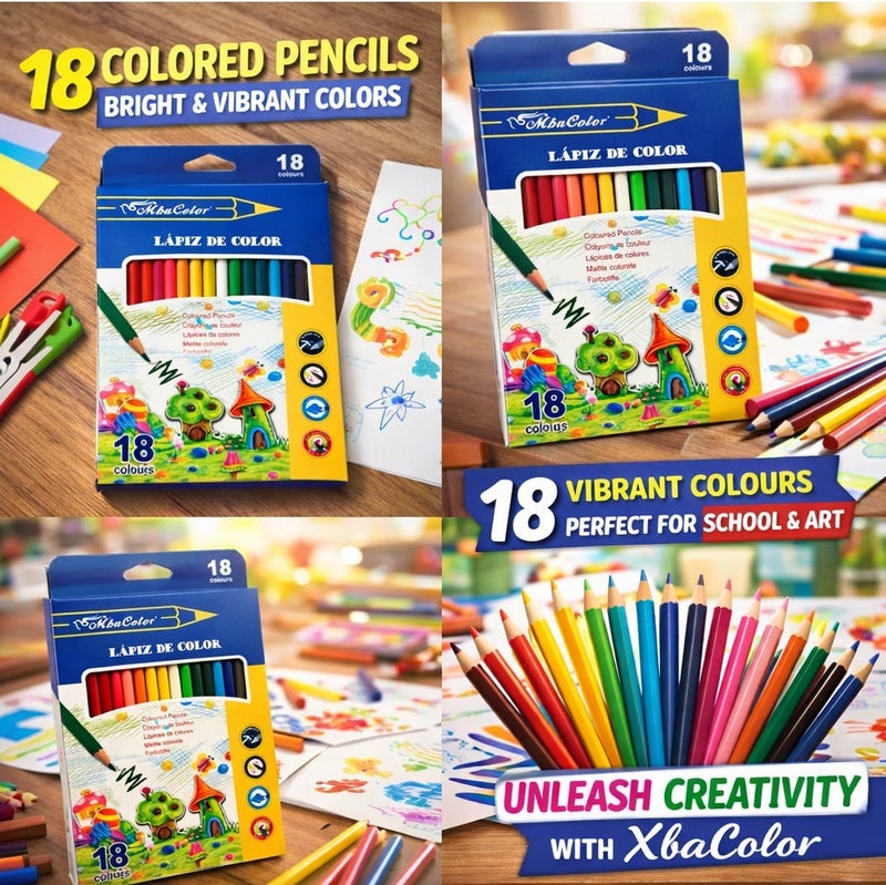 Mbacolor 18pcs Color Pencil Set - Pre-sharpened, Soft Core, Two-handed Use, Round, Medium Point, Wooden, for Drawing and Coloring Books, Suitable for Artists and Enthusiasts-School Party, Birthday Gift - Image 2